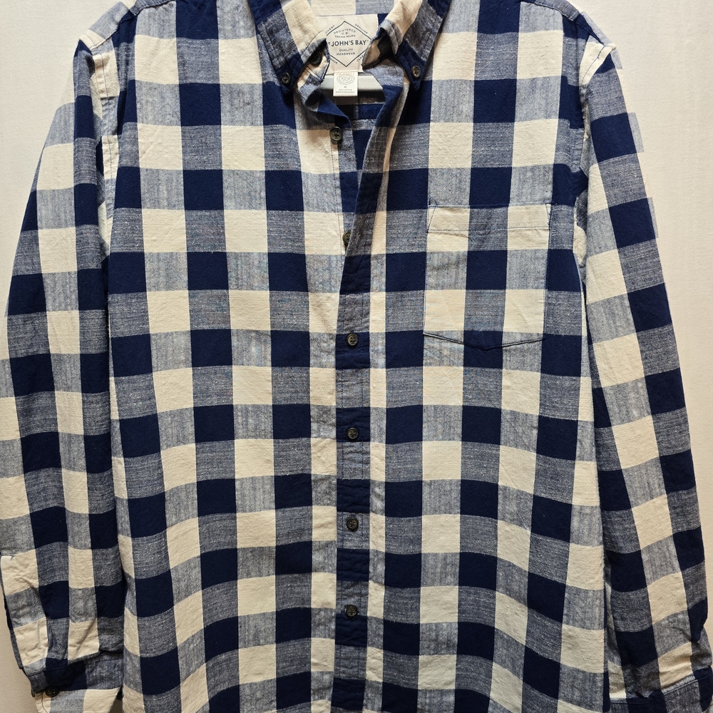 Navy Plaid Shirt 100% Cotton